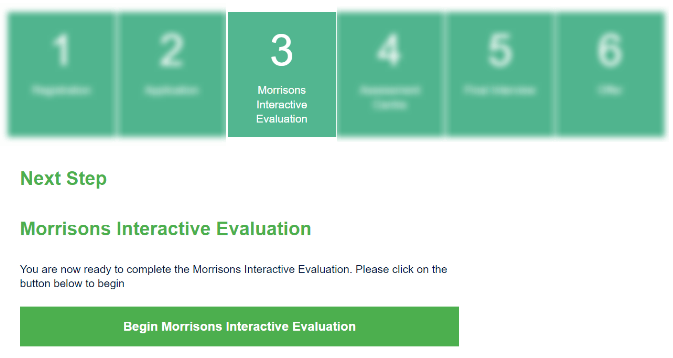 Morrisons Online Assessment Main Screen