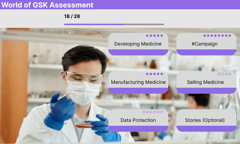 World of GSK Assessment Main Screen