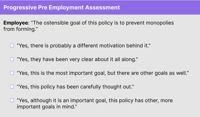 Progressive Pre Employment Assessment Verbal Practice Question 2